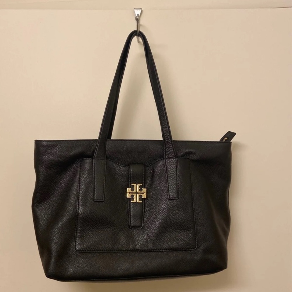 Tory Burch Black Pebble Leather Purse Tote
